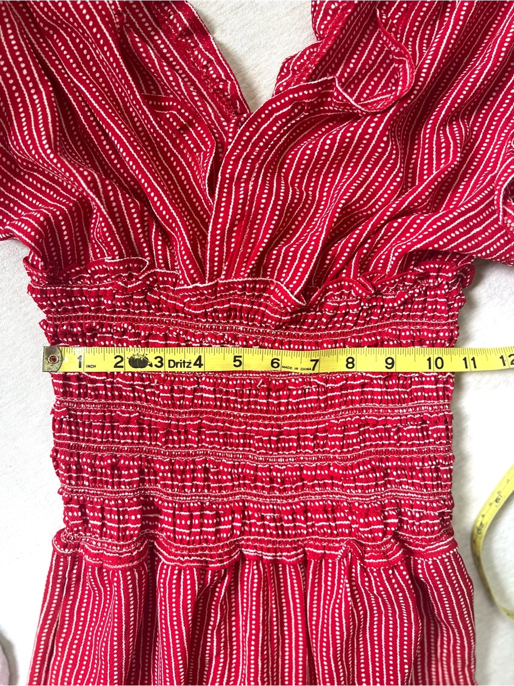 Max Studio Chic Boho Classy Red & White Striped Ruffle Jumpsuit - Picture 11 of 11
